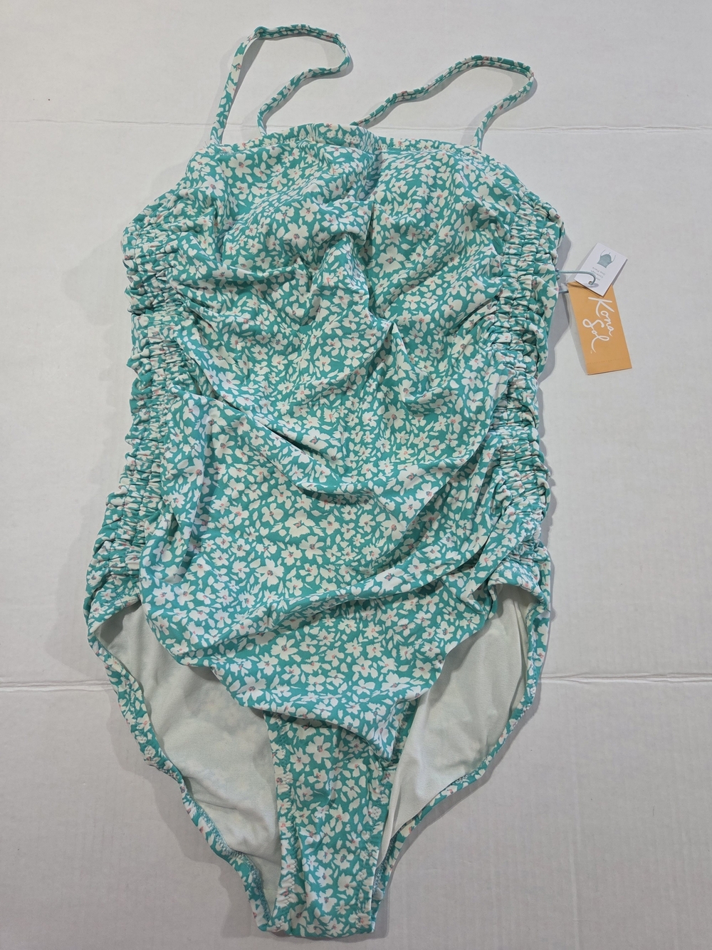 Kona Sol Floral One-Piece Swimsuit - Teal White